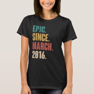 7 jaar oude Vintage 2016 zevende verjaardag van de T-shirt
