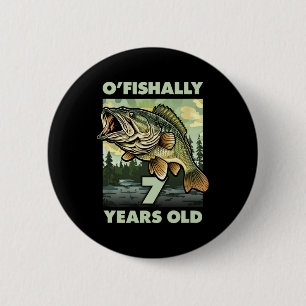 7 Jaar Oude Visser O'Fishally 7 Gevist 7e Geboorte Ronde Button 5,7 Cm