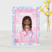 7 jaar oude zwarte zeemeermin | Happy Birthday Kaa Kaart (Gele Bloem)