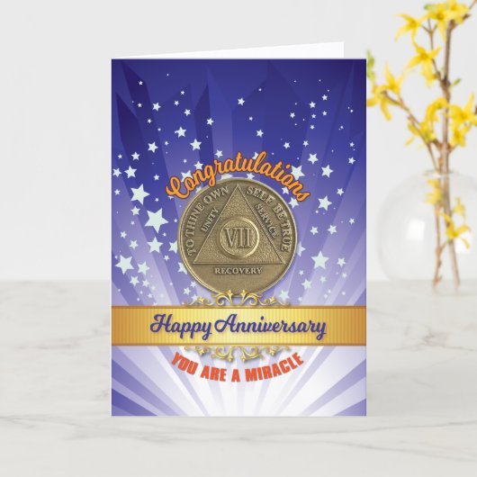 7 jaar Recovery Coin Jubileum Je bent een wonder Kaart (Gele Bloem)