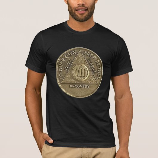 7 jaar Sober Recovery Jubileum Coin T-shirt (Voorkant)