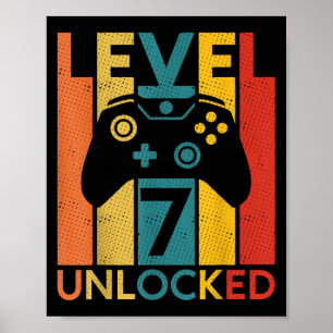 7 Jaar Verjaardag 7e Niveau Ontgrendeld Gaming Quo Poster