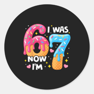 7 Jaar Verjaardag Ik Was 6 Nu Ben Ik 7 67 Grappig Ronde Sticker