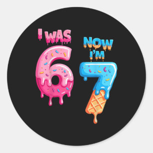 7 Jaar Verjaardag Ik Was 6 Nu Ben Ik 7 67 Leuk Voo Ronde Sticker