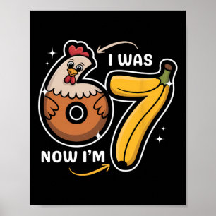 7 Jaar Verjaardag Ik Was 6 Nu Ben Ik 7 Kip Nana Poster