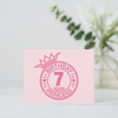 7 jaar - Verjaardag Prinses - roze Briefkaart (Staand voorkant)