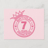 7 jaar - Verjaardag Prinses - roze Briefkaart (Voorkant)