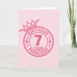 7 jaar - Verjaardag Prinses - roze Kaart