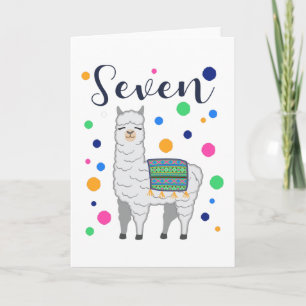7 jaar verjaardagscadeau Kinder Llama Alpaca Kaart