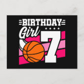 7 jarig basketbalfeestje 7e verjaardag meisje briefkaart (Voorkant)