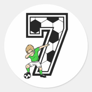 7-jarige jongen voetballer 7e verjaardag kinderen ronde sticker