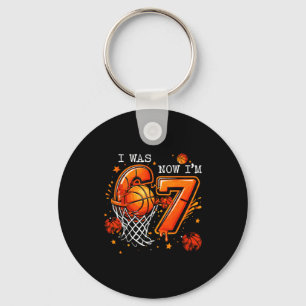 7-jarige verjaardag jongen kids basketbal ik ben n sleutelhanger