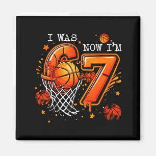 7-jarige verjaardag jongen kinderen basketbal ik 6 magneet