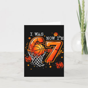 7-jarige verjaardag jongen kinderen basketbal ik b kaart