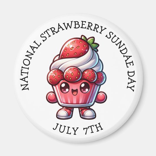 7 juli is Nationale Strawberry Sundae Dag Magneet (Voorkant)