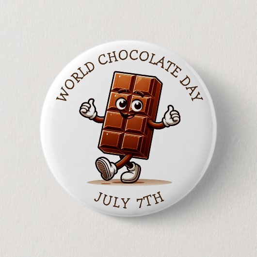 7 juli is Wereldchocoladedag Ronde Button 5,7 Cm (Voorkant)