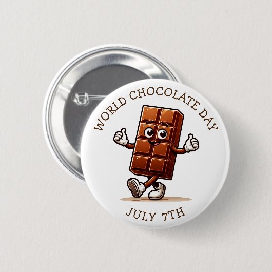 7 juli is Wereldchocoladedag Ronde Button 5,7 Cm (Voorkant /achterkant)