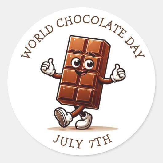 7 juli is Wereldchocoladedag Ronde Sticker (Voorkant)