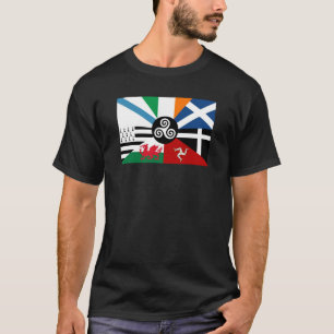 7 Keltische Naties Gecombineerde Vlag T-shirt