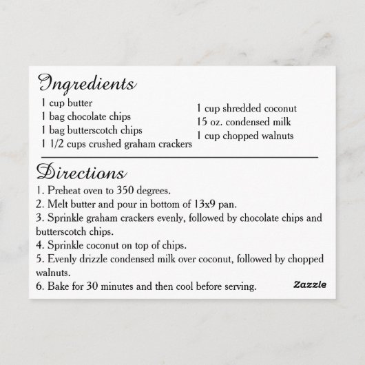 7 Layer Cookies Recipe Card Briefkaart (Achterkant)