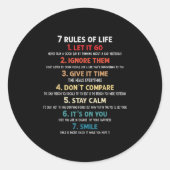 7 leefregels Motivatie quotes voor mannen, vrouwen Ronde Sticker (Voorkant)