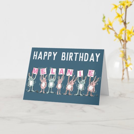 7 Letter-naam Happy Birthday-kaart Kaart (Gele Bloem)