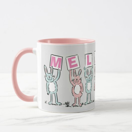 7 Letter-naam met Rabbits Coffee-Mok Mok (Links)