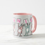 7 Letter-naam met Rabbits Coffee-Mok Mok (Voorkant rechts)