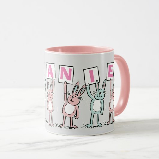 7 Letter-naam met Rabbits Coffee-Mok Mok (Voorkant rechts)