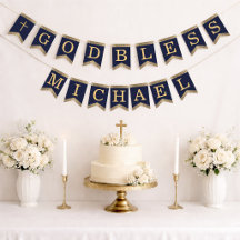 7 Letters Blauw Goud God Zegen Doopsel Communie