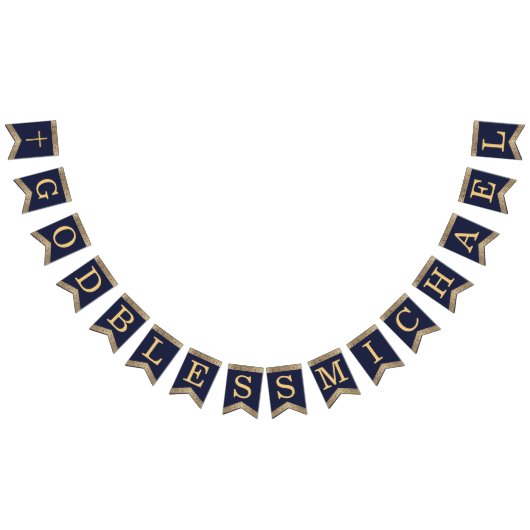 7 Letters Blauw Goud God zegene de doop communie Vlaggetjes (Alle)