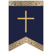 7 Letters Blauw Goud God zegene de doop communie Vlaggetjes (Eerste vlag)