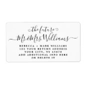 7 Lijnen groot Chic Script Weduwen Rendement Adres Etiket (Voorkant)