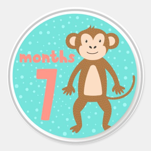 7 Maanden Baby Milestone Classic Ronde Sticker (Voorkant)