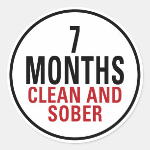 7 maanden Schone en Sober Ronde Sticker