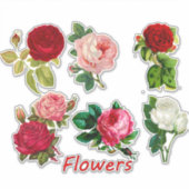 7 Mooie Rozen voor Scrapbooking Sticker (Voorkant)