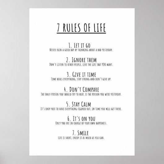 7 motivatie levensregels poster (Voorkant)