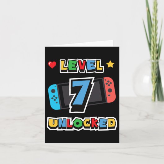 7 Ontgrendeld 7e Verjaardag Kinder Video Game 7 Ja Kaart (Voorkant)