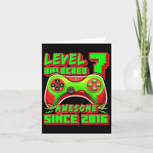7 Ontgrendeld Geweldige 2016 Video Game 7th Birthd Kaart (Voorkant)