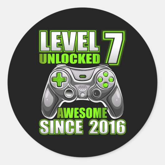 7 Ontgrendeld Geweldige 2016 Video Game 7th Birthd Ronde Sticker (Voorkant)