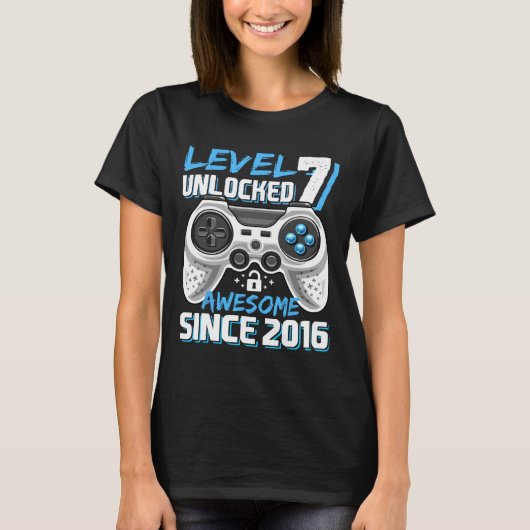 7 Ontgrendeld Geweldige 2016 Video Game 7th Birthd T-shirt (Voorkant)