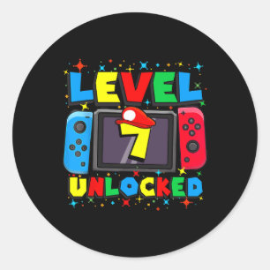 7 Ontgrendelde Gamer 7e Verjaardag Gift Video Game Ronde Sticker