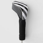 7 Optie zwart-witstrips modern monogram Golfheadcover (Schuin)