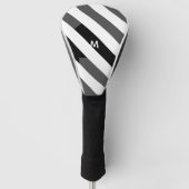7 Optie zwart-witstrips modern monogram Golfheadcover (Voorkant)