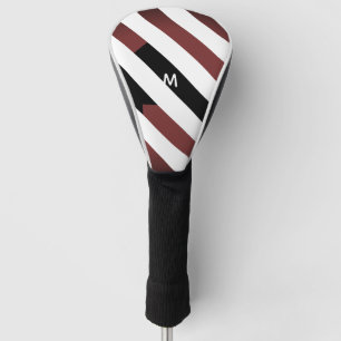 7 Optionele maroon- en zwarte stripes Modern monog Golfheadcover