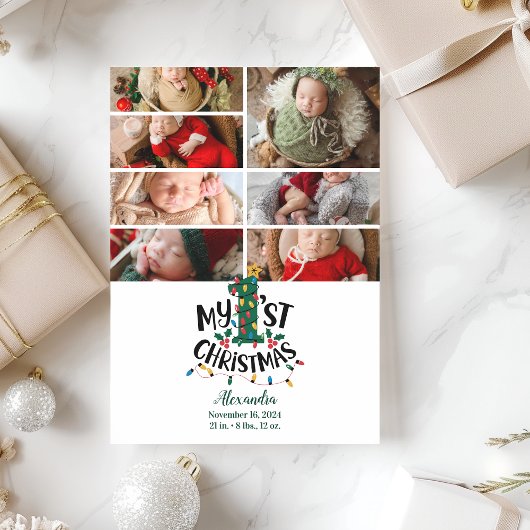 7 Photo Christmas Tree Lights First Christmas Feestdagenkaart