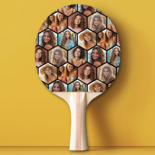 7 Photo Collage - funky honingraatpatroon Tafeltennisbatje