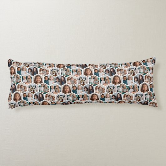 7 Photo Collage - funky honingraatpatroon - wit Lichaamskussen (Achterkant)