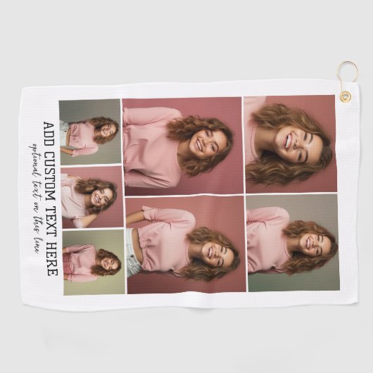 7 Photo Collage - Modern Minimal Zwart-wit Golfhanddoek (Horizontaal)