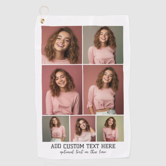 7 Photo Collage - Modern Minimal Zwart-wit Golfhanddoek (Voorkant)